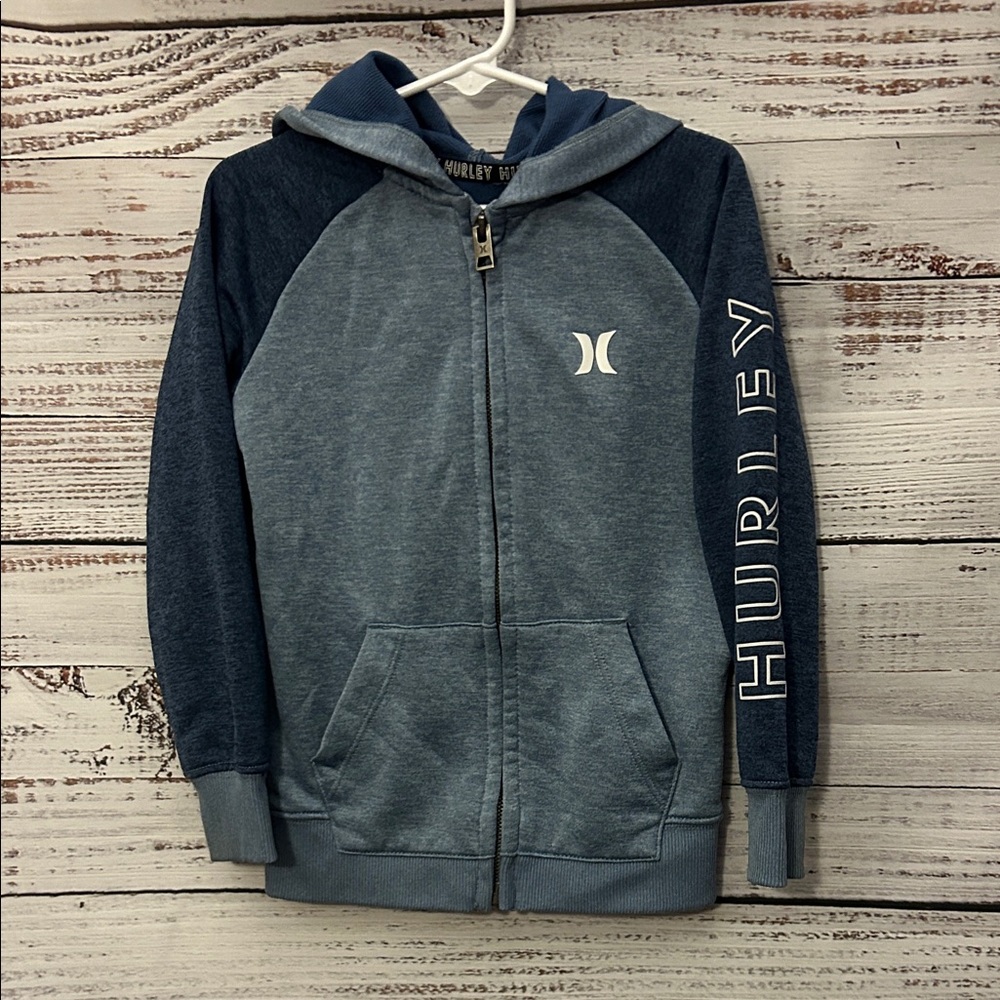 Hurley Kids blue zip up sweater size 5t